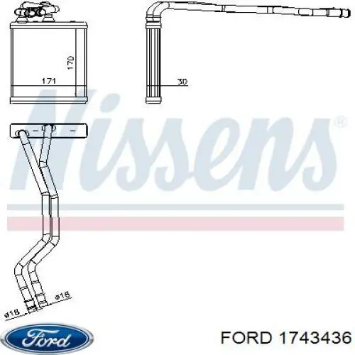 Радиатор печки (отопителя) Ford 1743436 цена, от 48.47 USD