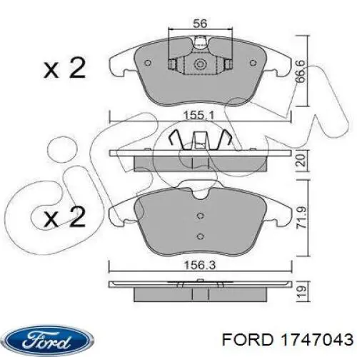 Sapatas do freio dianteiras de disco Ford 1747043