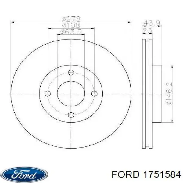 1751584 Ford диск тормозной передний