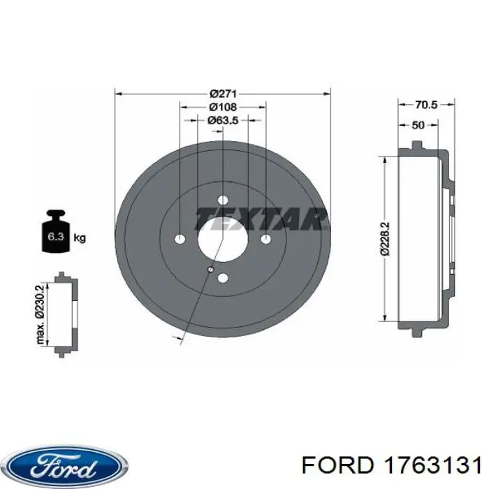 Тормозной барабан 1949898 Ford