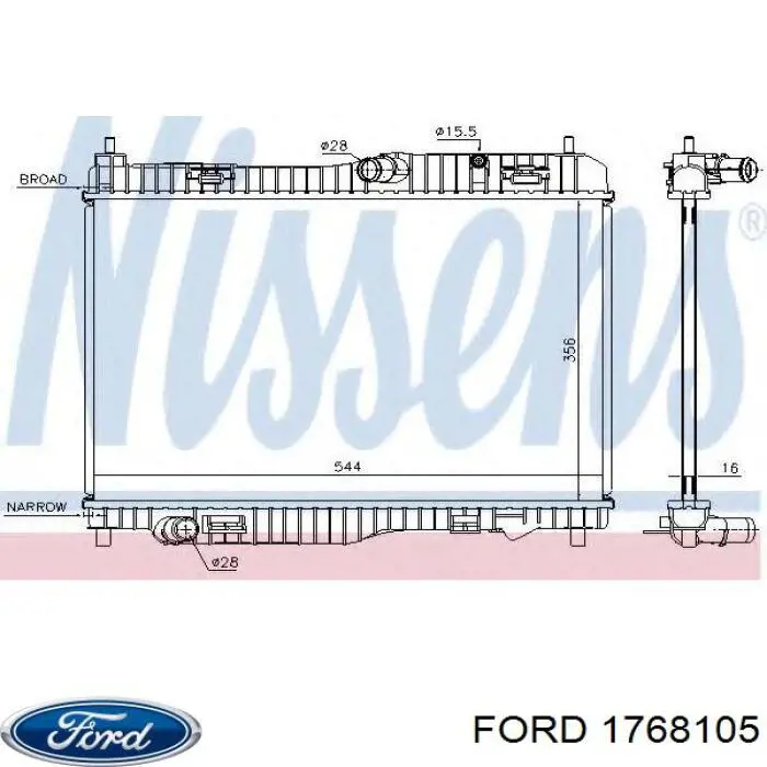 Радиатор охлаждения двигателя Ford 1768105 цена, от 96.36 USD