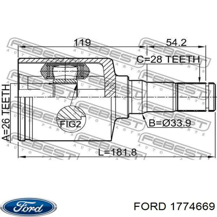 Шарнир угловых скоростей передний левый Ford 1774669 цена, от 109.00 USD