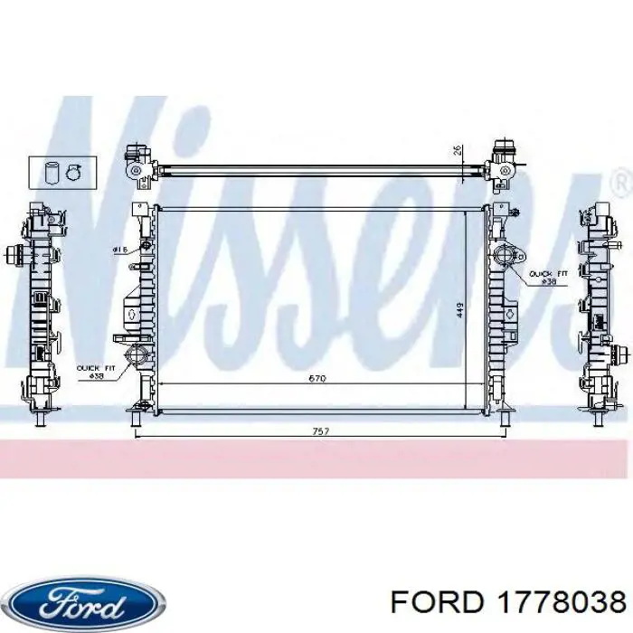 Радиатор охлаждения двигателя Ford 1778038 цена, от 67.59 USD