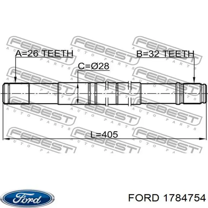 1784754 Ford Полуось передняя левая