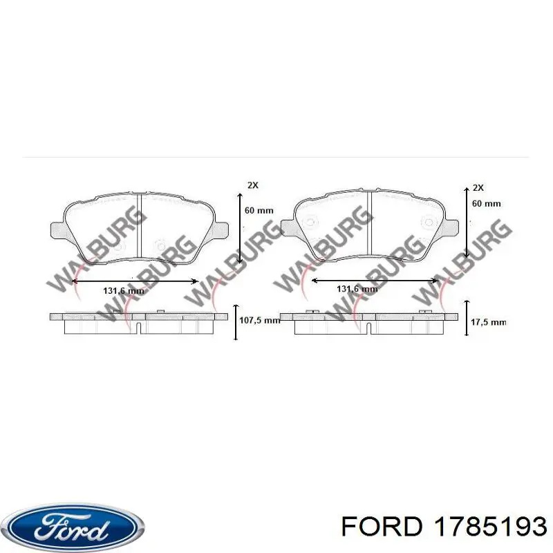 Передние тормозные колодки 1785193 Ford