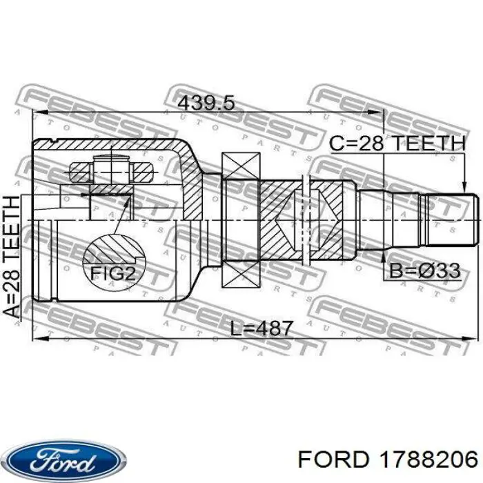 1788206 Ford полуось (привод передняя правая)