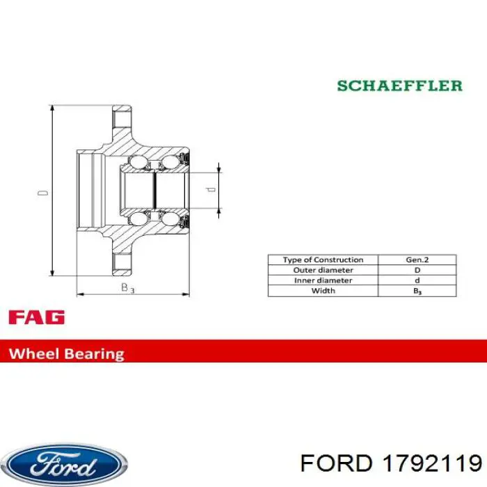 1792119 Ford cubo traseiro