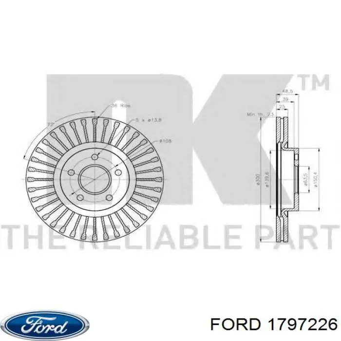 Тормоз дисковый передний Ford 1797226 цена, от 50.91 USD