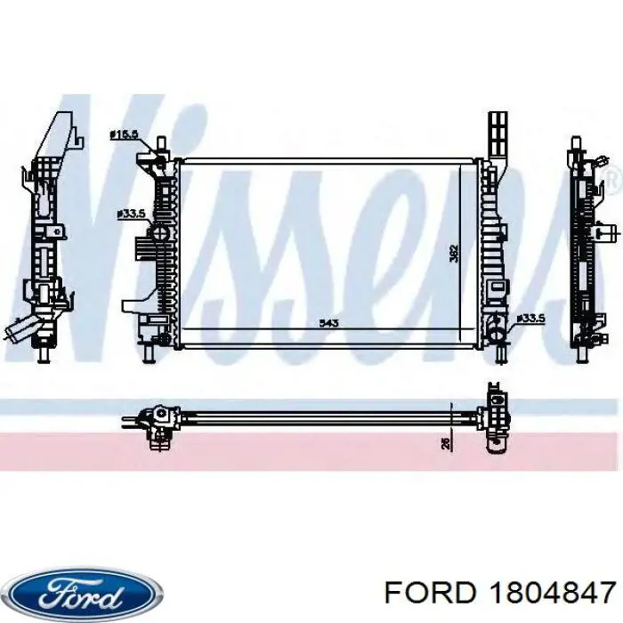 1804847 Ford radiador de esfriamento de motor