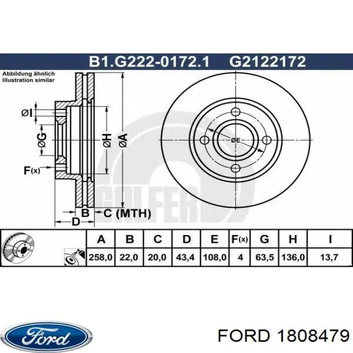 Передний тормозной диск Ford 1808479