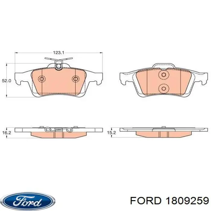 Купить 1809259 Ford Колодки тормозные задние, дисковые
