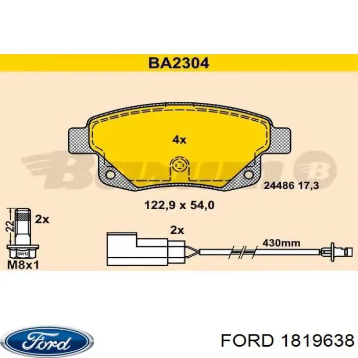 Задние дисковые колодки Ford 1819638