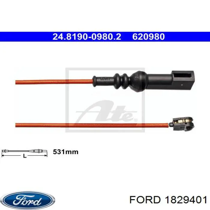 1829401 Ford  Датчик износа тормозных колодок задний