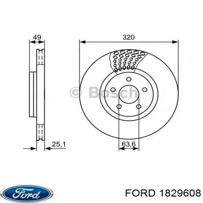 Тормоз дисковый передний Ford 1829608 цена, от 63.66 USD