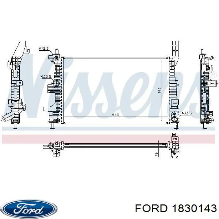 Купить 1830143 Ford Радиатор водяной