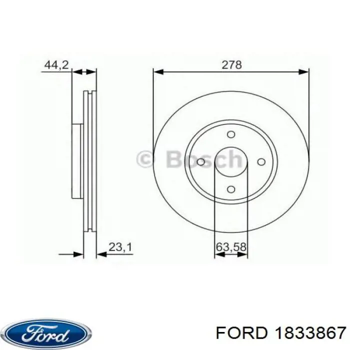 Тормоз дисковый передний Ford 1833867 цена, от 53.17 USD