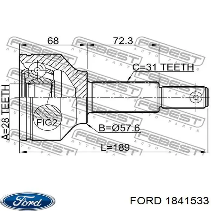 Левая полуось 1841533 Ford