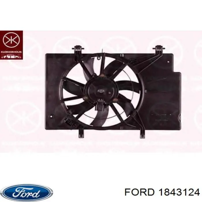 1843124 Ford диффузор радиатора охлаждения, в сборе с мотором и крыльчаткой