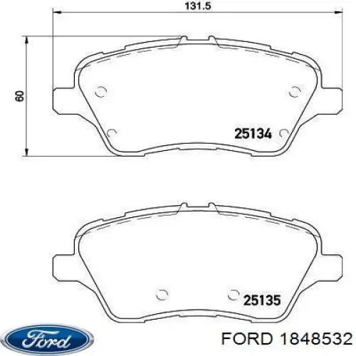 Купить 1848532 Ford Колодки тормозные