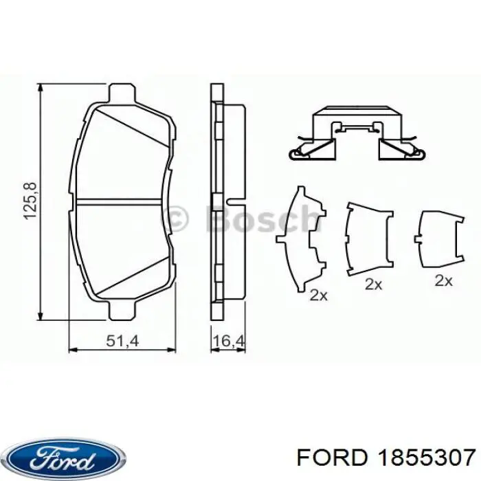Купить 1855307 Ford Колодки тормозные