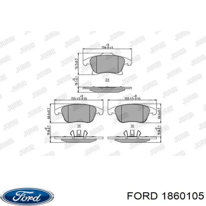 Передние тормозные колодки 1860105 Ford