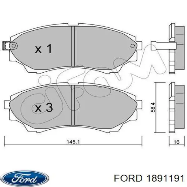 Купить 1891191 Ford Колодки тормозные