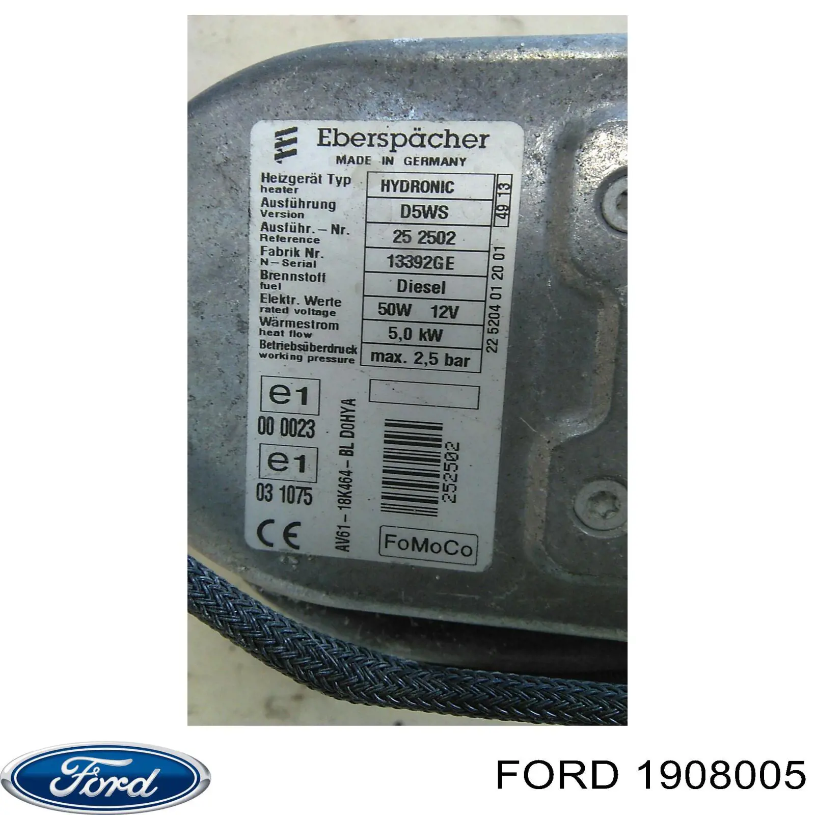1908005 Ford Отопительная установка