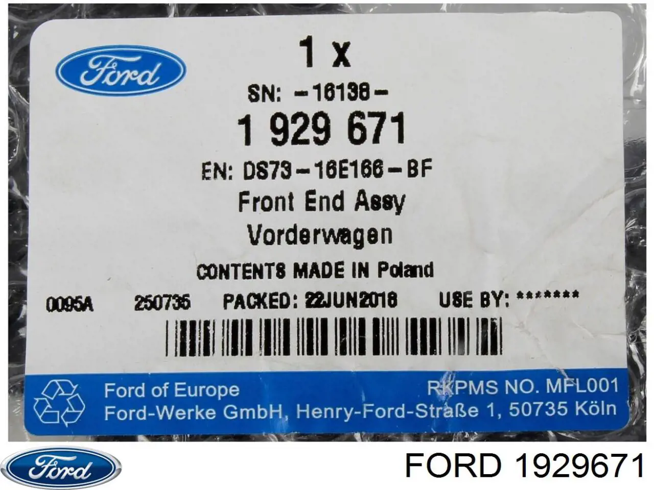 Накладка передней панели (суппорта радиатора) верхняя Ford DS7316E166BF цена, от 57.58 USD
