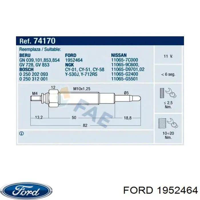Купить 1952464 Ford Свечи накала