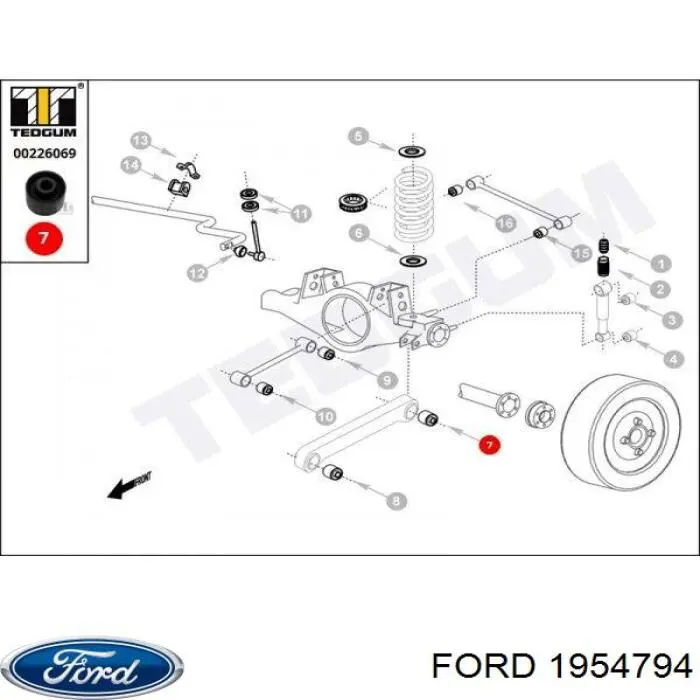 Bloco silencioso de braço oscilante traseiro longitudinal para Ford Maverick (UDS, UNS)