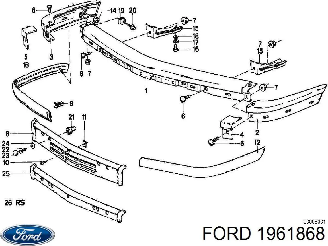 1961868 Ford трос ручного тормоза задний левый