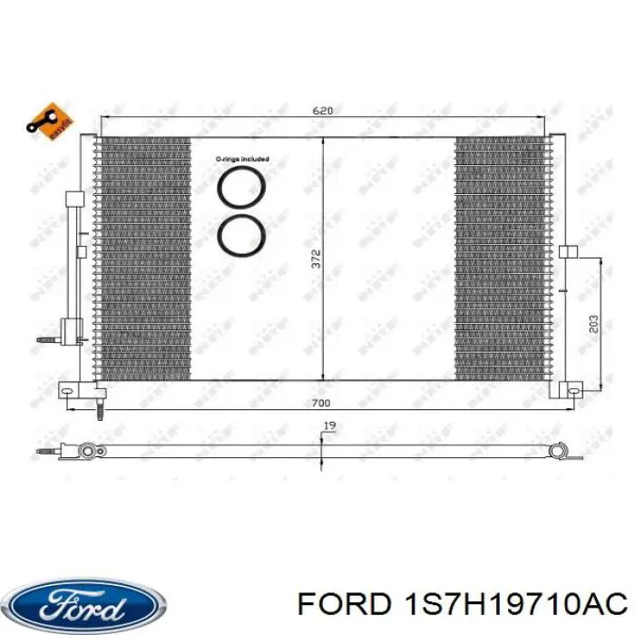 Радиатор кондиционера 1S7H19710AC Ford