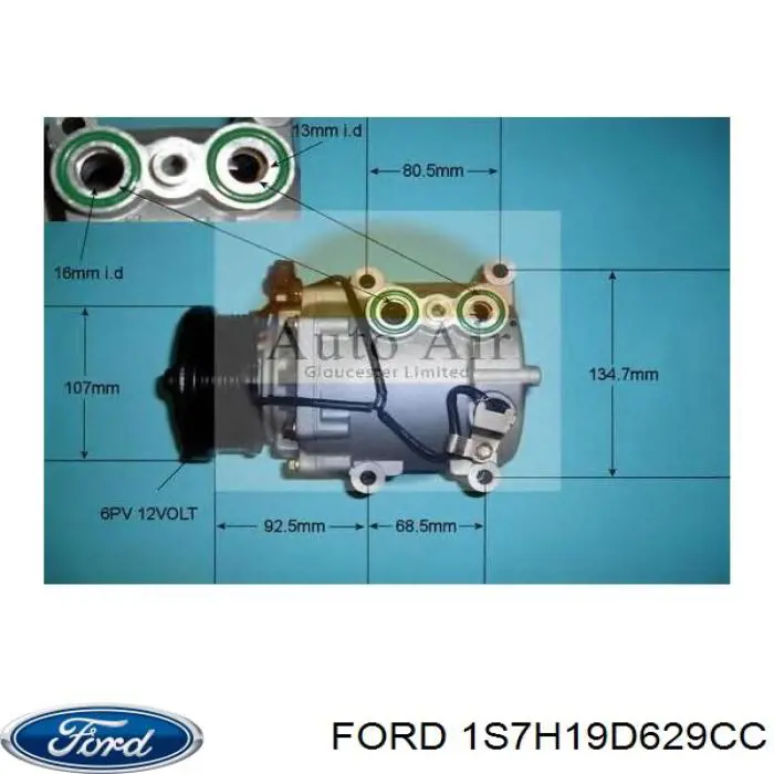 1S7H19D629CC Ford compressor de aparelho de ar condicionado