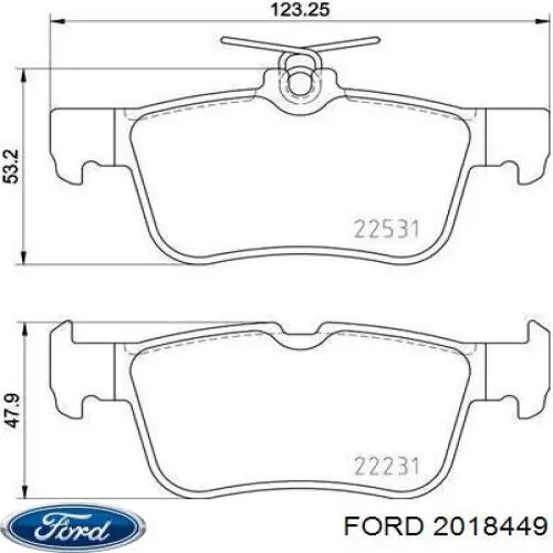 Купить 2018449 Ford Колодки тормозные задние, дисковые