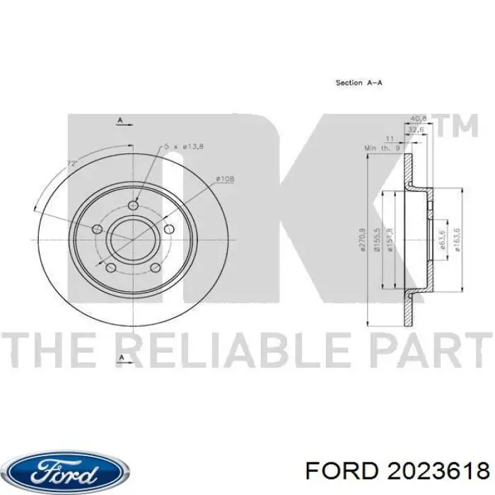 Купить 2023618 Ford Диск тормозной задний