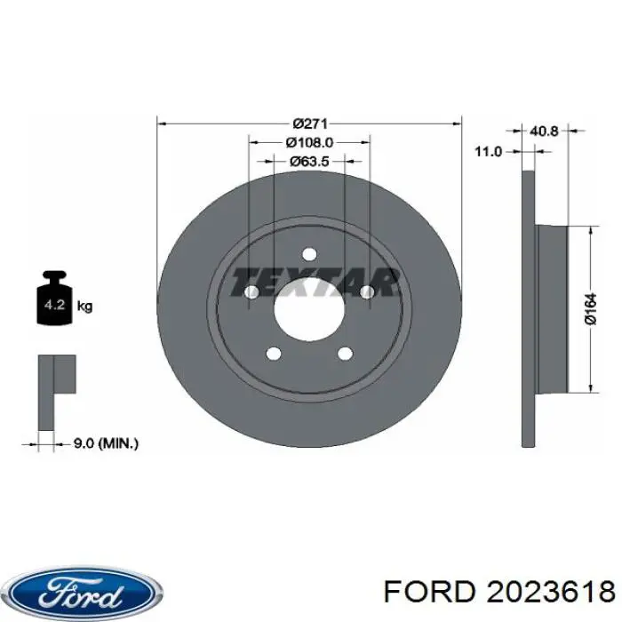 Купить 2023618 Ford Диск тормозной задний