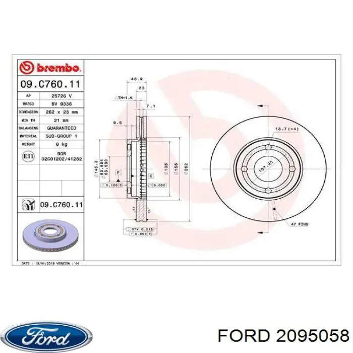 Купить 2095058 Ford Ротор тормозной