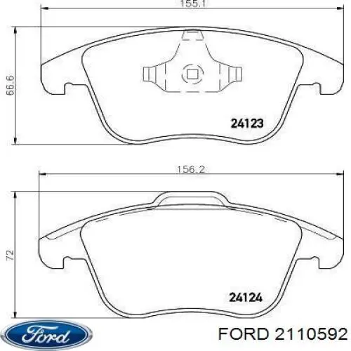 Колодки тормозные передние дисковые FORD 2110592