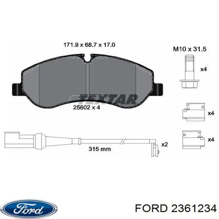 Передние тормозные колодки 2361234 Ford