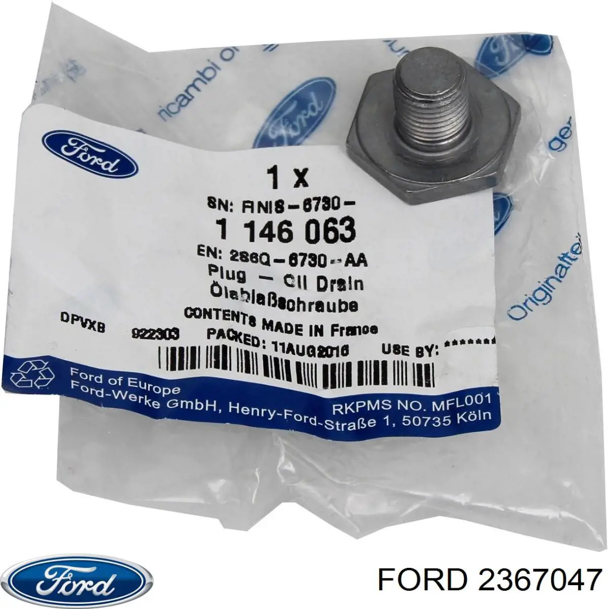 Пробка поддона двигателя Ford 2367047 цена, от 4.17 USD