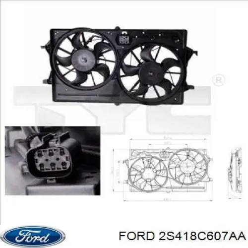 Диффузор радиатора охлаждения в сборе с мотором и крыльчаткой Ford 2S418C607AA цена, от 71.63 USD