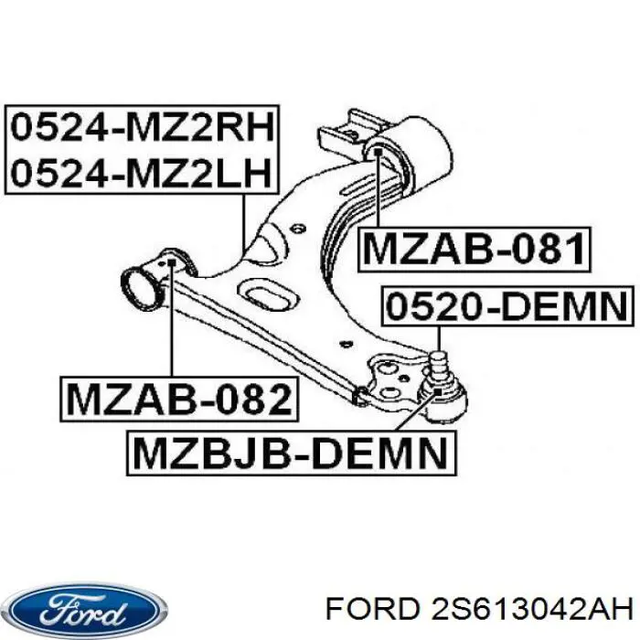 2S613042AH Ford Рычаг передней подвески нижний, правый