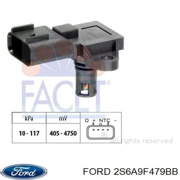 2S6A9F479BB Ford sensor de pressão no coletor de admissão, map