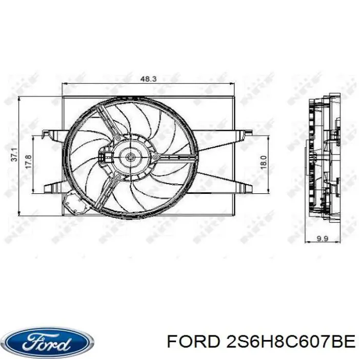 Диффузор вентилятора в сборе с мотором и крыльчаткой 1474348 Ford