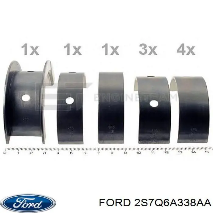 2S7Q6A338AA Ford вкладыши коленвала коренные, комплект, стандарт (std)