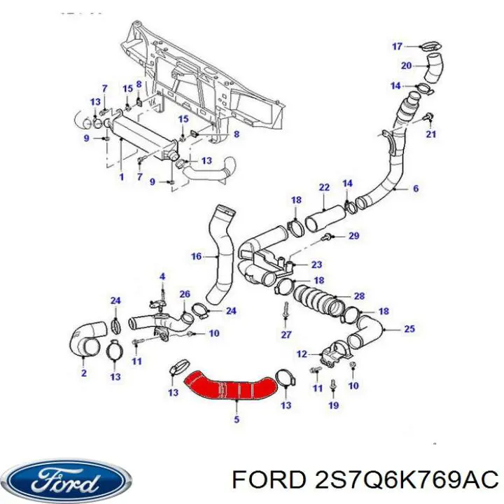 2S7Q6K769AC Ford Патрубок интеркуллера