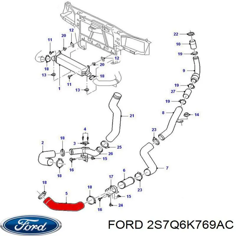 Шланг/патрубок интеркуллера Ford 2S7Q6K769AC цена, от 11.70 USD