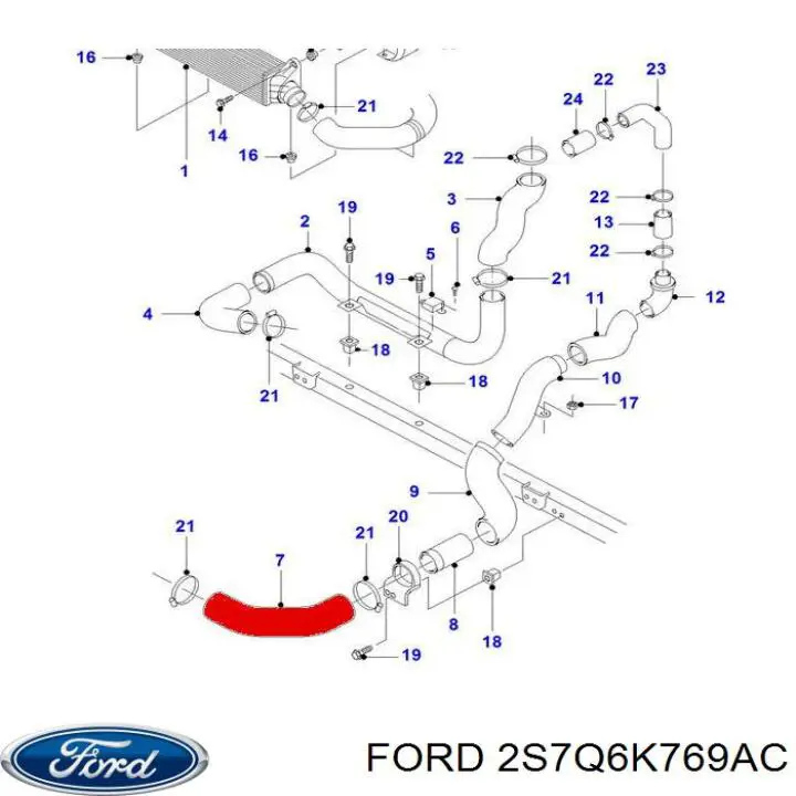 Купить 2S7Q6K769AC Ford Патрубок интеркулера