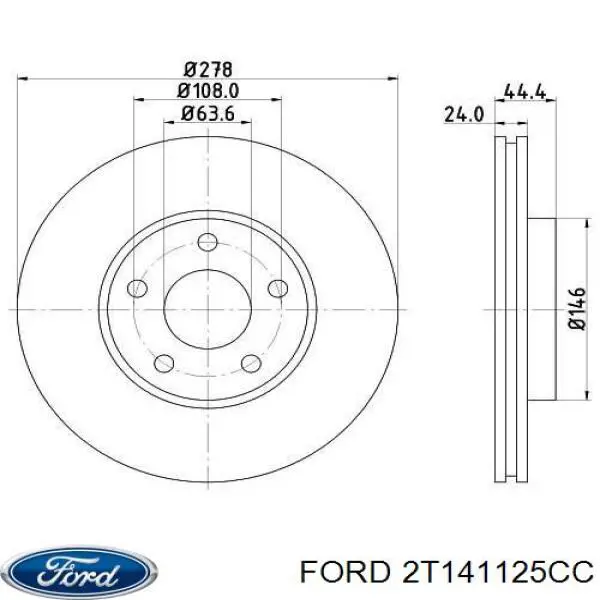 Передние тормозные диски 2T141125CC Ford