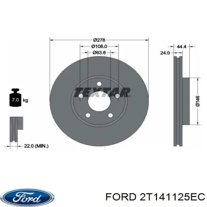 2T141125EC Ford Диск тормозной передний